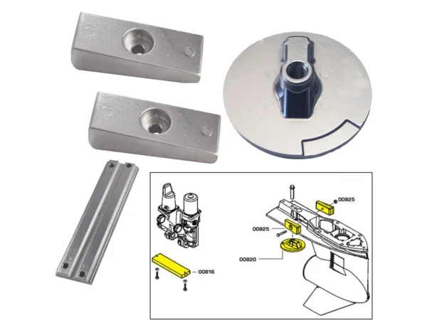 Tecnoseal Anode Kit w/Hardware - Mercury Verado 4 - Zinc - Image 2