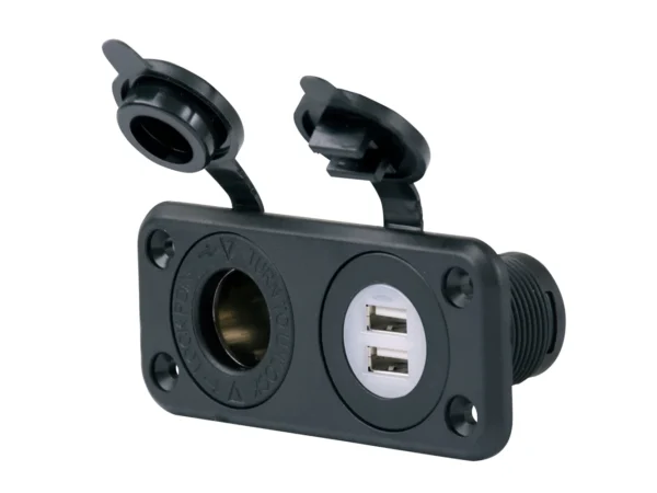 Marinco SeaLink® Deluxe Dual USB Charger & 12V Receptacle - Image 2