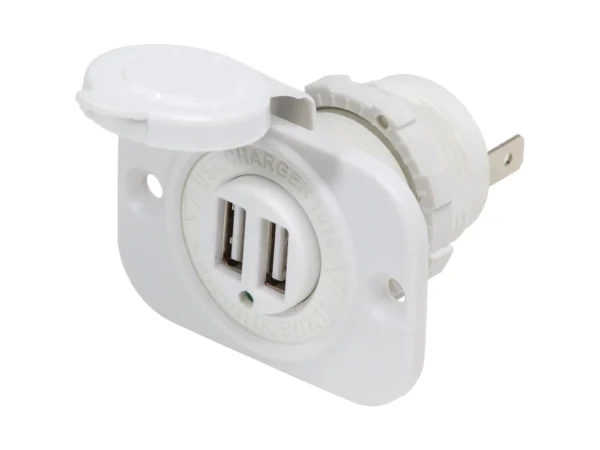 Blue Sea 12V DC Dual USB Charger Socket - White - Image 2