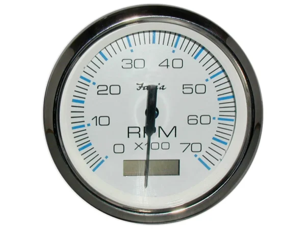 Faria Chesapeake White SS 4" Tachometer w/Hourmeter - 7000 RPM (Gas) (Outboard) - Image 2