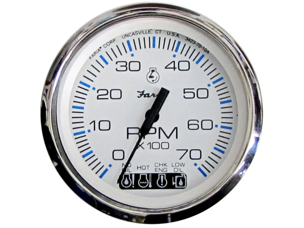 Faria Chesapeake White SS 4" Tachometer w/Systemcheck Indicator - 7000 RPM (Gas) (Johnson/Evinrude Outboard) - Image 2