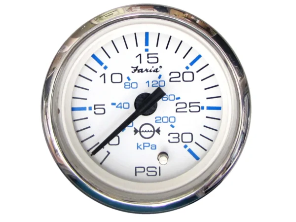 Faria Chesapeake White SS 2" Water Pressure Gauge (30 PSI) - Image 2