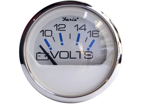 Faria Chesapeake White SS 2" Voltmeter (10-16 VDC) - Image 2