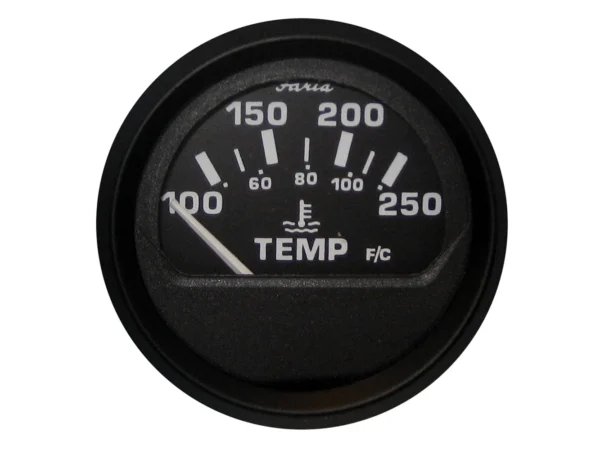 Faria Euro Black 2" Water Temperature Gauge (100-250°F) - Image 2