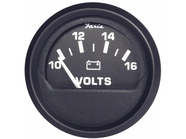 Faria Euro Black 2" Voltmeter (10-16 V) - Image 2