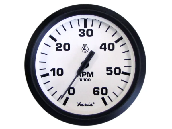 Faria Euro White 4" Tachometer - 6000 RPM (Gas) (Inboard & I/O) - Image 2
