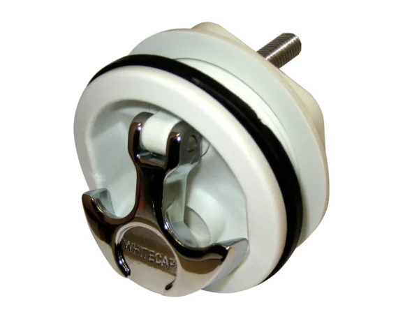 Whitecap T-Handle Latch - Chrome Plated Zamac/White Nylon - No Lock - Freshwater Use Only - Image 2