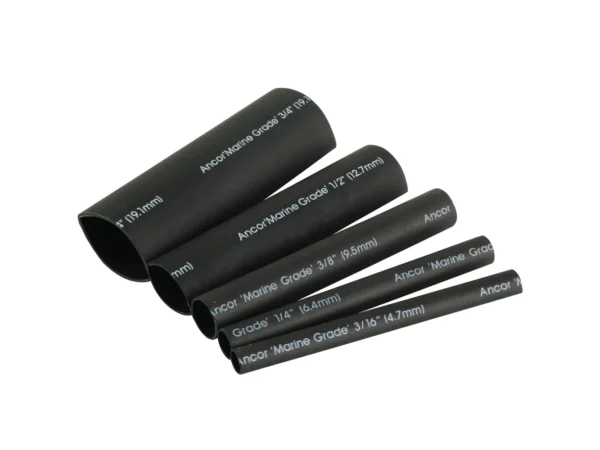 Ancor Adhesive Lined Heat Shrink Tubing Kit - 8-Pack, 3", 20 to 2/0 AWG, Black - Image 2
