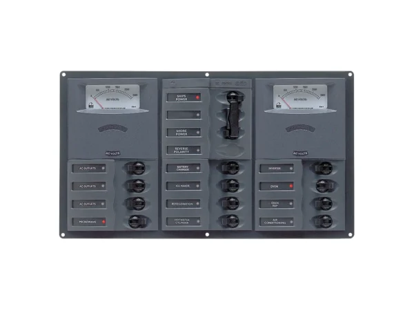 BEP AC Circuit Breaker Panel w/Analog Meters, 12SP 2DP AC230V Stainless Steel Horizonal - Image 2