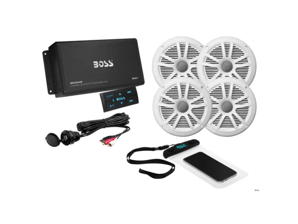 Boss Audio ASK904B.64 4 Channel Amplifier & 2 Pairs of 6.5" Speaker Kit - White - Image 2