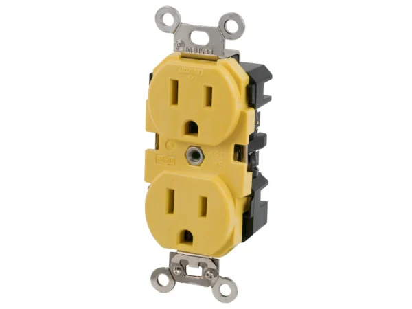 Marinco 15A 125V Yellow Duplex Straight Blade Receptacle - Image 2
