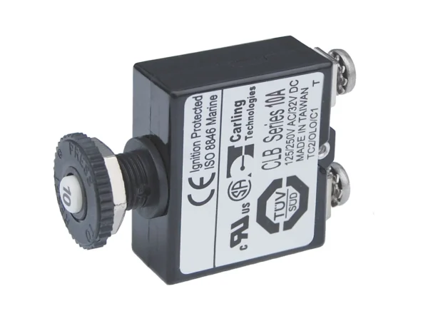 Blue Sea Push Button Reset Only Screw Terminal Circuit Breaker - 10 Amps - Image 2