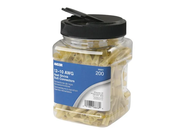 Ancor 12-10 AWG Heat Shrink Butt Connector - 200-Pieces - Jar - Image 2