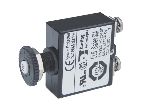 Blue Sea Push Button Reset Only Screw Terminal Circuit Breaker - 30 Amps - Image 2