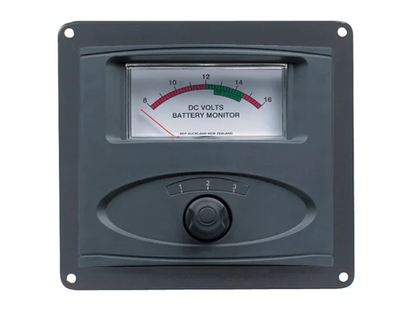 BEP 3 Input Panel Mounted Analog 12V Battery Condition Meter (Expanded Scale 8-16V DC Range) - Image 2