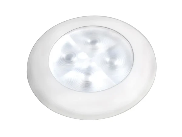 Hella Marine Slim Line LED 'Enhanced Brightness' Round Courtesy Lamp - White LED - White Plastic Bezel - 12V - Image 3