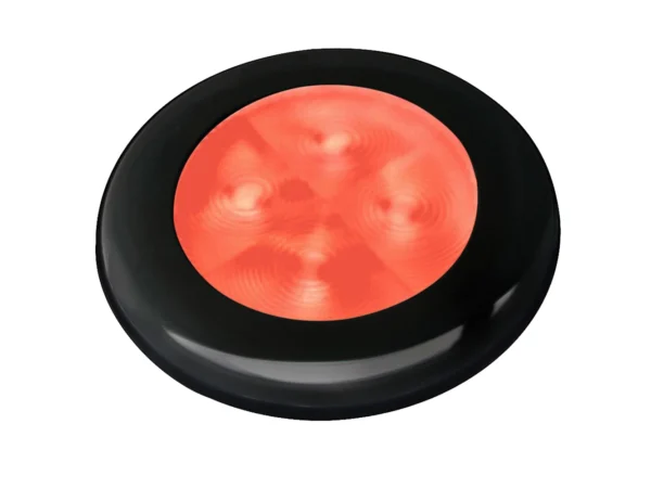 Hella Marine Slim Line LED 'Enhanced Brightness' Round Courtesy Lamp - Red LED - Black Plastic Bezel - 12V - Image 3