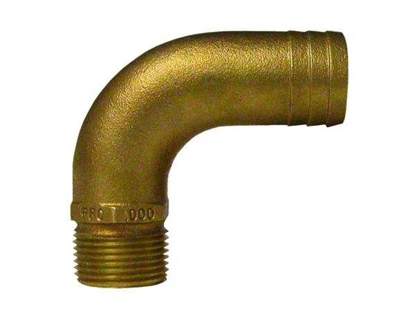GROCO 1-1/2" NPT x 1-3/4" ID Bronze Full Flow 90° Elbow Pipe to Hose Fitting - Image 2