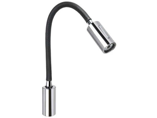 Quick Audrey Wall Light w/USB Daylight - Black Leather - Chrome - Image 2