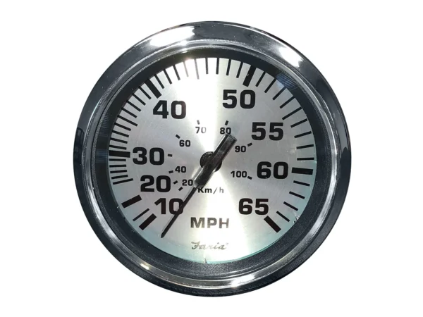 Faria Spun Silver 4" Speedometer - 65 MPH (Pitot) - Image 2
