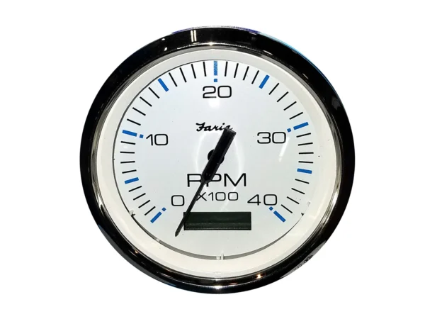 Faria Chesapeake White SS 4" Tachometer w/Hourmeter (4000 RPM) (Diesel) (Mech. Takeoff & Var. Ratio Alt) - Image 2