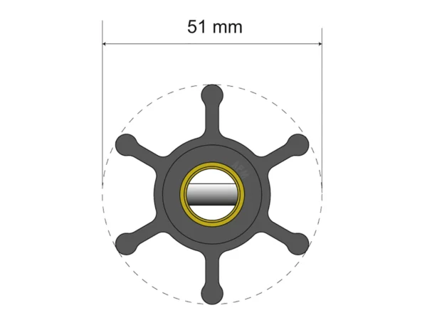 Albin Group Premium Impeller Kit - 51 x 22 x 12mm - 6 Blade - Pin Insert - Image 3