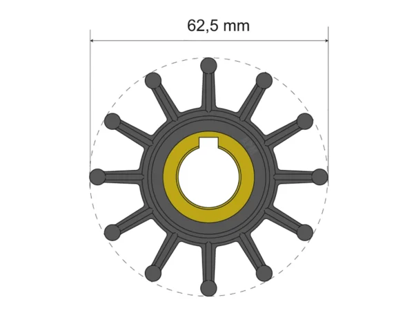 Albin Group Premium Impeller Kit 62.5 x 16 x 32mm - 12 Blade - Key Insert - Image 3