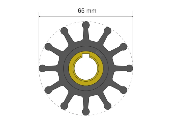 Albin Group Premium Impeller Kit 65 x 15.8 x 41.5mm - 12 Blade - Key Insert - Image 3