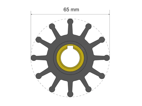 Albin Group Premium Impeller Kit 65 x 15.8 x 51mm - 12 Blade - Key Insert - Image 3
