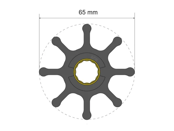 Albin Group Premium Impeller Kit 65 x 16 x 50mm - 8 Blade - Spline Insert - Image 3