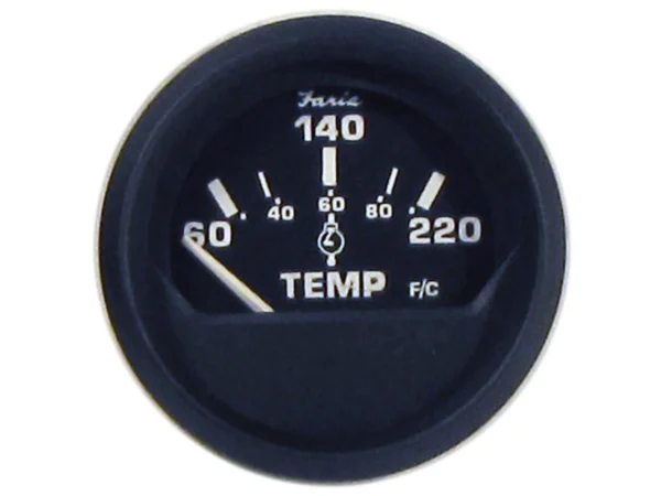 Faria Euro Black 2" Cylinder Head Temperature Gauge (60 to 220° F) with Sender - Image 4