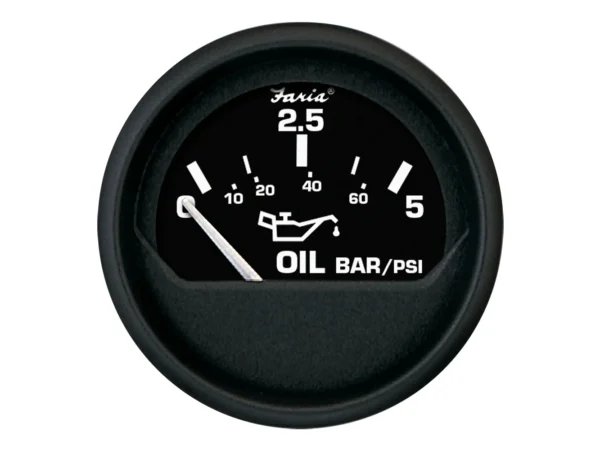 Faria Euro Black 2" Oil Pressure Gauge - Metric (5 Bar) - Image 4