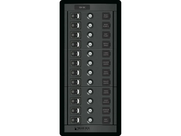 Blue Sea 1461 12 Position Circuit Breaker Panel - 12V - 120A - Image 2