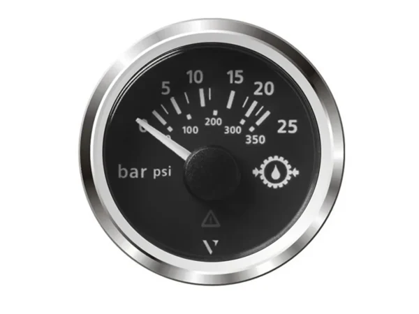 Veratron 52MM (2-1/16") ViewLine Transmission Oil Pressure 25 Bar/350 PSI - Black Dial & Chrome Triangular Bezel - Image 2