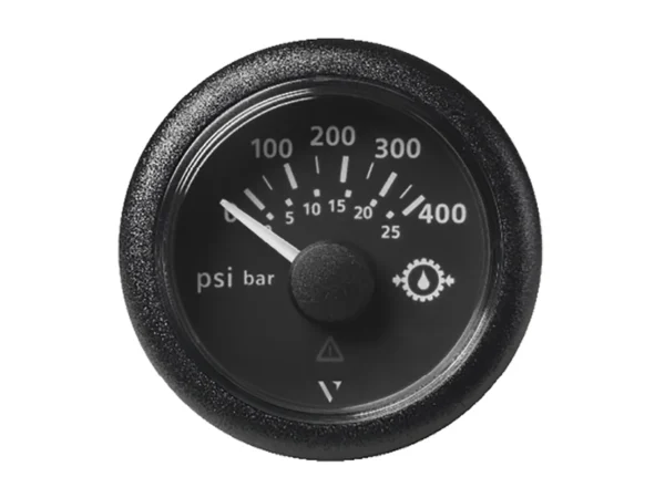 Veratron 2-1/16" (52mm) ViewLine Transmission Oil Pressure 400 PSI/25 Bar - Black Dial & Round Bezel - Image 2