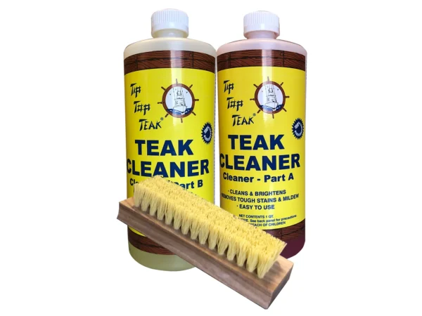 Tip Top Teak Cleaner Kit Part A & Part B w/Brush - Image 2