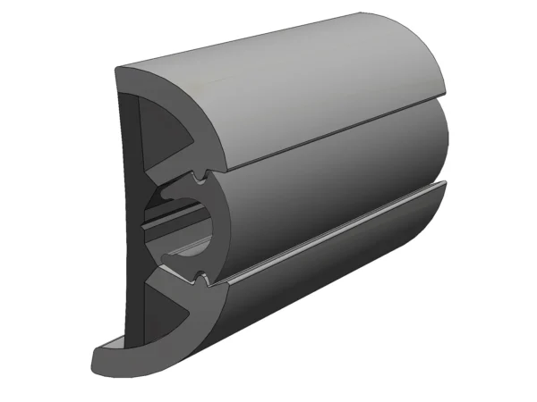 TACO SuproFlex Rub Rail Kit Gray w/Gray Insert - 2"H x 1.2"W x 80'L - Image 2