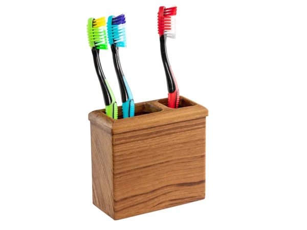 Whitecap Square Toothbrush Holder (Oiled) - Teak - Image 5