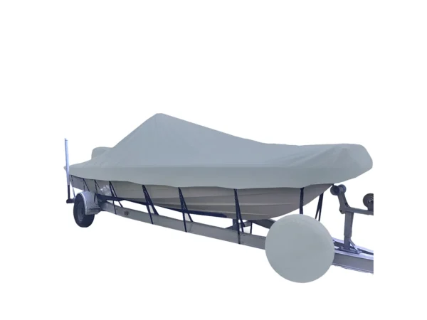 Carver Sun-DURA® Narrow Series Styled-to-Fit Boat Cover f/23.5' V-Hull Center Console Shallow Draft Boats - Grey - Image 2