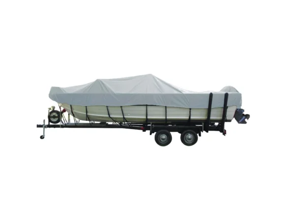 Carver Poly-Flex II Wide Series Styled-to-Fit Boat Cover f/18.5' Aluminum V-Hull Boats with Walk-Thru Windshield - Grey - Image 2
