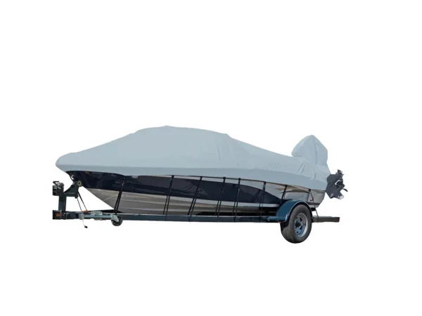 Carver Sun-DURA® Styled-to-Fit Boat Cover f/21.5' V-Hull Runabout Boats w/Windshield & Hand/Bow Rails - Grey - Image 2