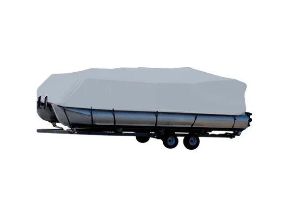 Carver Sun-DURA® Styled-to-Fit Boat Cover f/24.5' Pontoons w/Bimini Top & Rails - Grey - Image 2