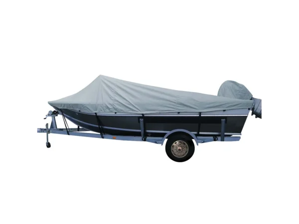 Poly-Flex II Styled-to-Fit Boat Cover f/17.5' Aluminum Boats w/High Forward Mounted Windshield - Grey - Image 2