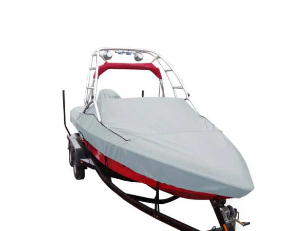 Carver Sun-DURA® Specialty Boat Cover f/19.5' Sterndrive V-Hull Runabouts w/Tower - Grey - Image 2
