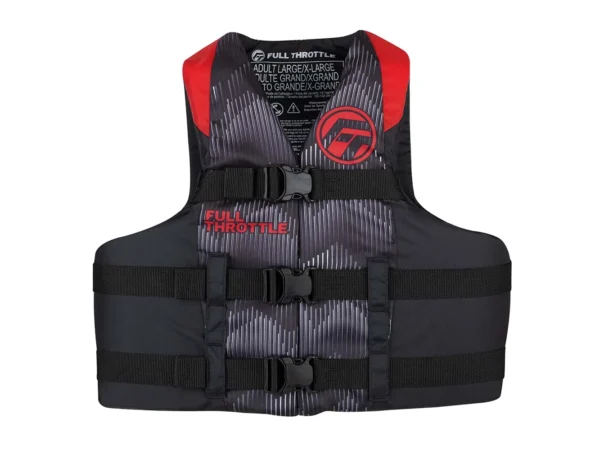 Full Throttle Adult Nylon Life Jacket - 2XL/4XL - Red/Black - Image 3