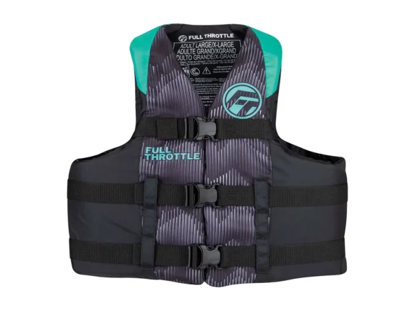 Full Throttle Adult Nylon Life Jacket - L/XL - Aqua/Black - Image 3