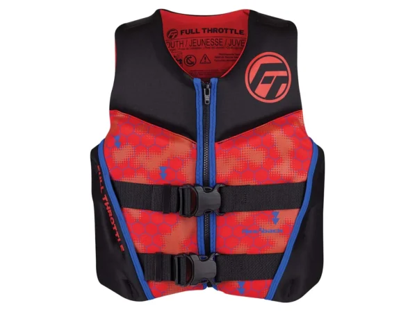 Full Throttle Youth Rapid-Dry Flex-Back Life Jacket - Red/Black - Image 3