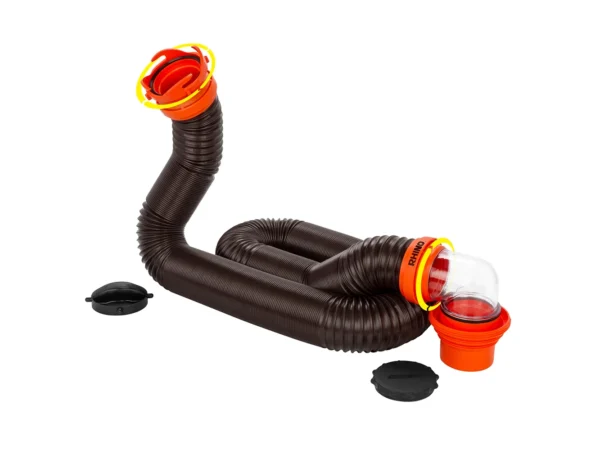 Camco RhinoFLEX 15' Sewer Hose Kit w/4 In 1 Elbow Caps - Image 3