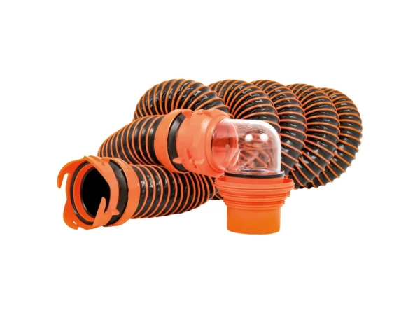 Camco RhinoEXTREME 15' Sewer Hose Kit w/ Swivel Fitting 4 In 1 Elbow Caps - Image 4