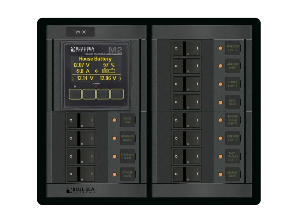 Blue Sea 1496 - 360 Panel - 12 Position 12V Flat Rocker M2 Multimeter w/SOC - Image 2